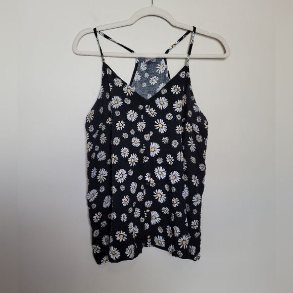 Floral Daisy Racerback Tank Top Camisole Juniors Extra Large Y2K 90s Sunflower - Picture 5 of 7